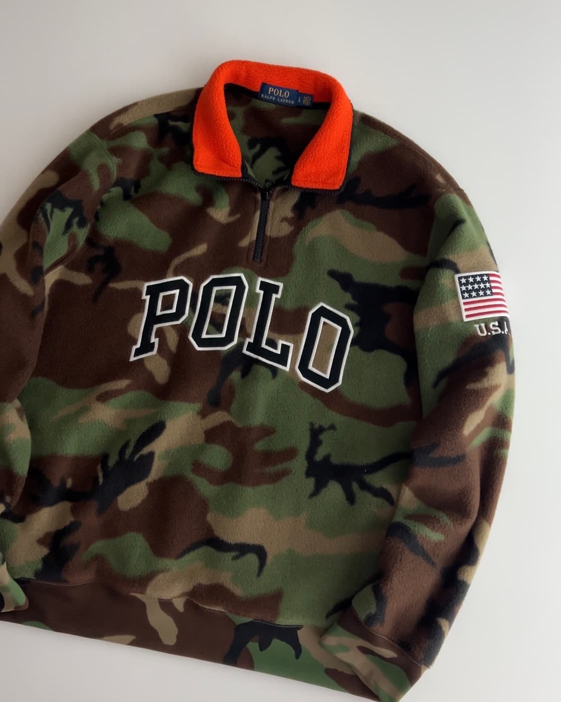 폴로 랄프로렌 카모 플리스 반집업 L 상품이미지2