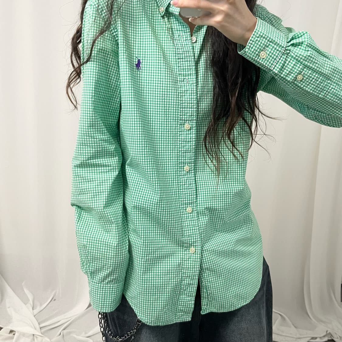 Polo green gingham check shirt  상품이미지3