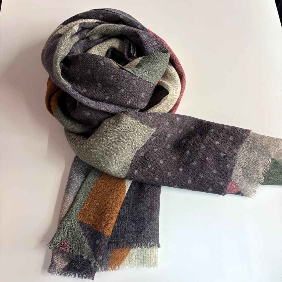 패치워크 패턴 도트 모리걸 히피 wool 머플러 (Made in INDI 상품이미지2