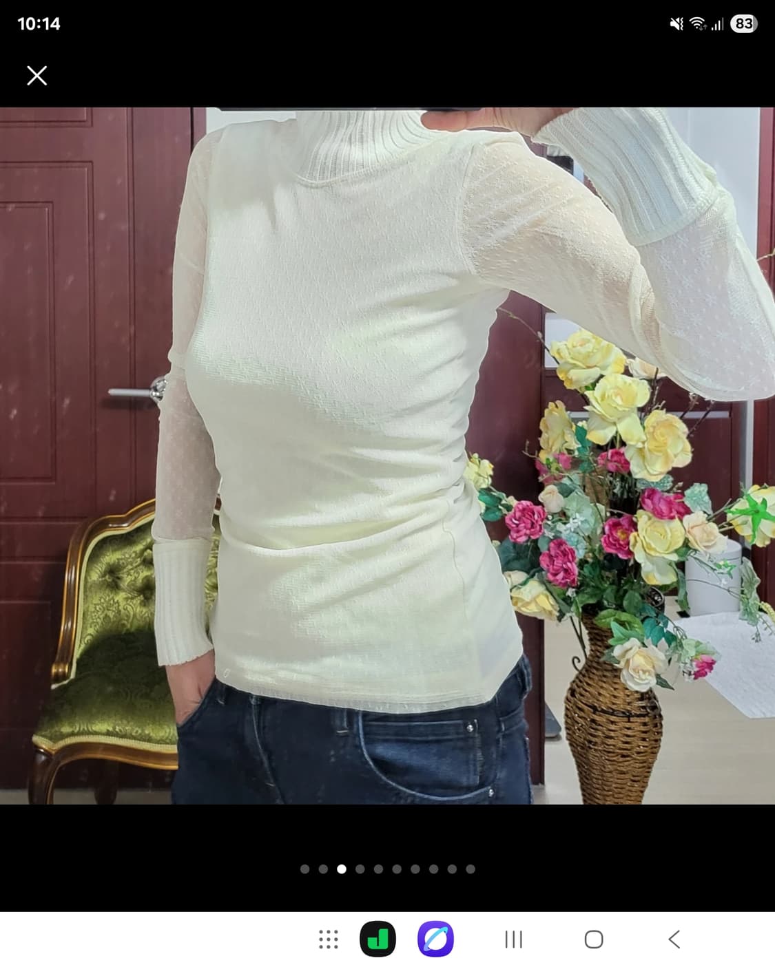 프랑스 모르간 메쉬 레이스 망사 티셔츠  상품이미지3