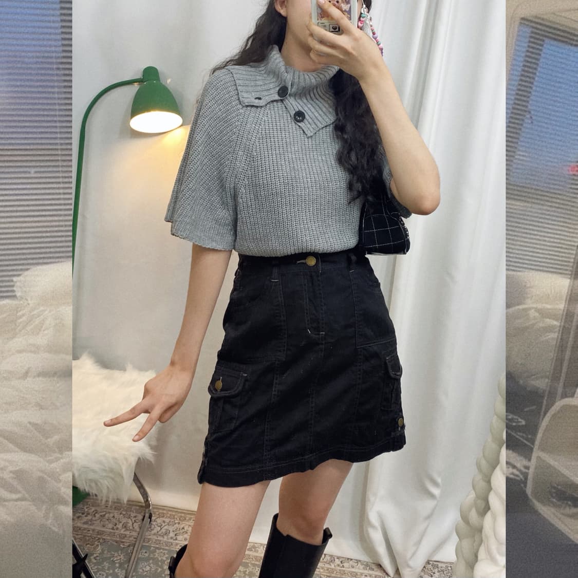 블랙 카고 미니 스커트 상품이미지5