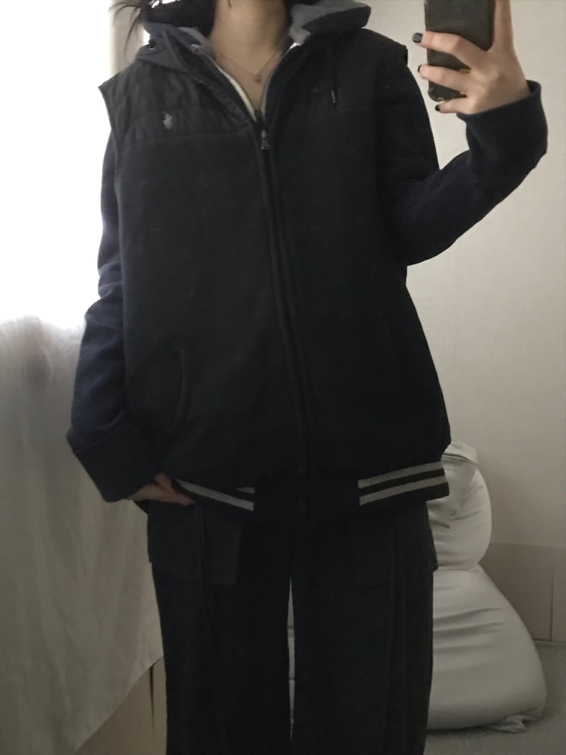 폴로 블랙 후드 패딩조끼 상품이미지7