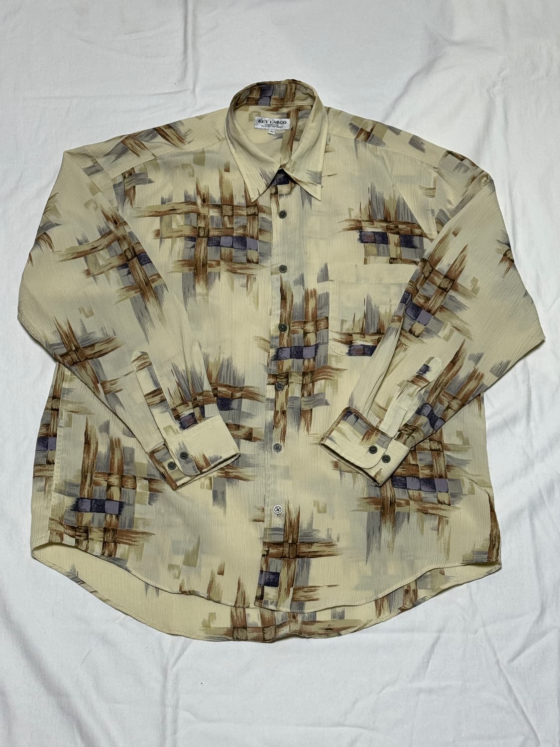 KEY LARGO 아티스틱 추상 패턴 시어스커 셔츠 상품이미지1