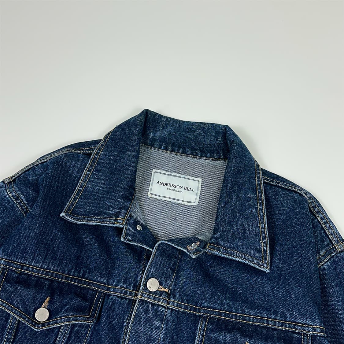 앤더슨벨 레터링 투톤 데님 자켓 상품이미지3