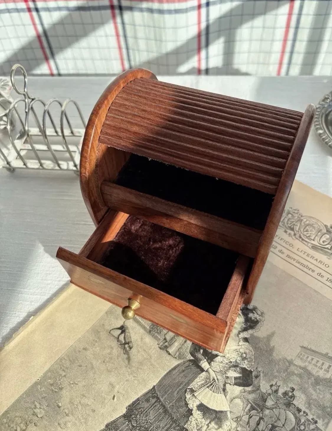 빈티지 롤탑 우드함 보석함 상품이미지3