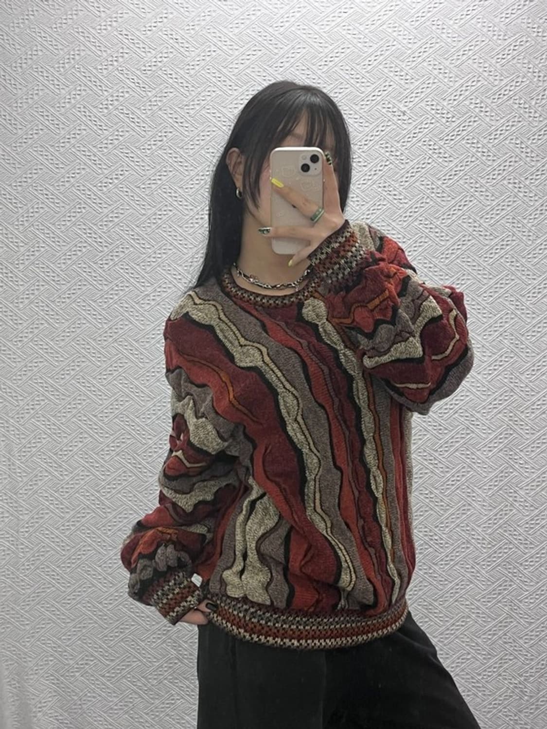 빈티지 히피 보헤미안 그런지 케이블 니트 M C07459 상품이미지1