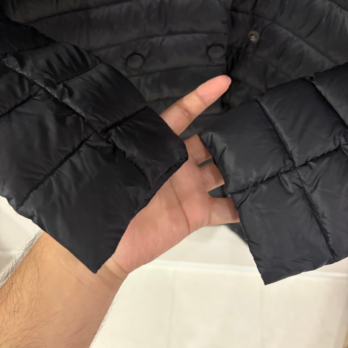 베스띠벨리 블랙 후드 롱 패딩 코트 55 상품이미지5