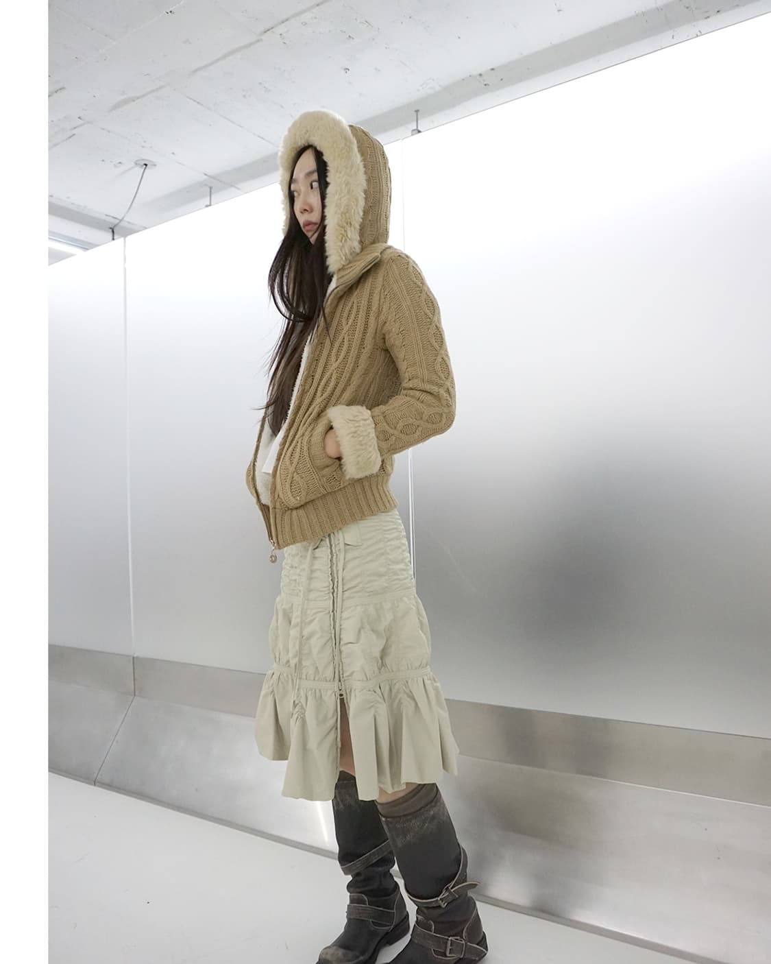 Cecil mc bee  fur knit zip up 상품이미지7