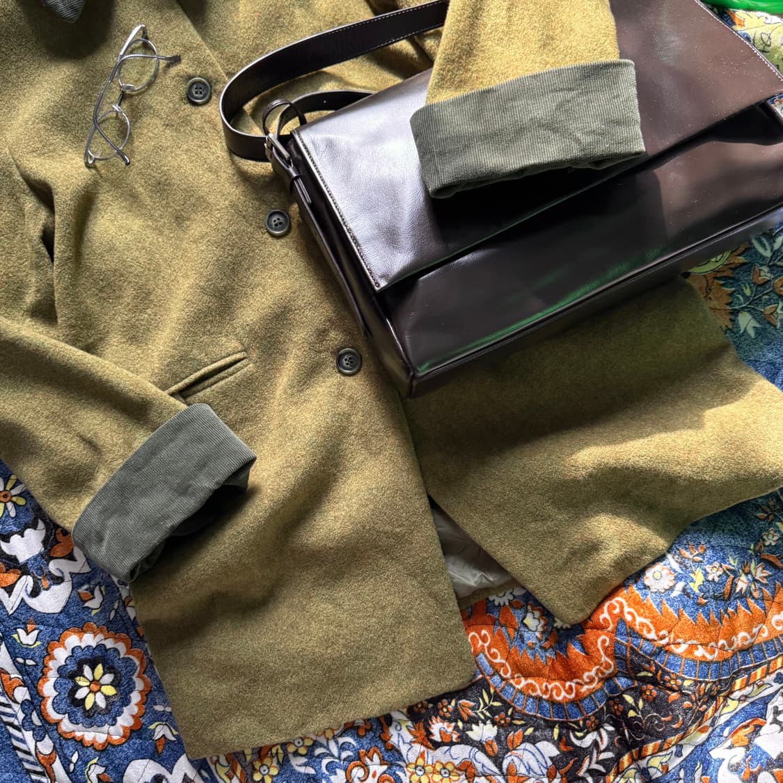 Japan made 미드 센츄리 클래식 모스 그린 울 버튼 코트 자켓 상품이미지4