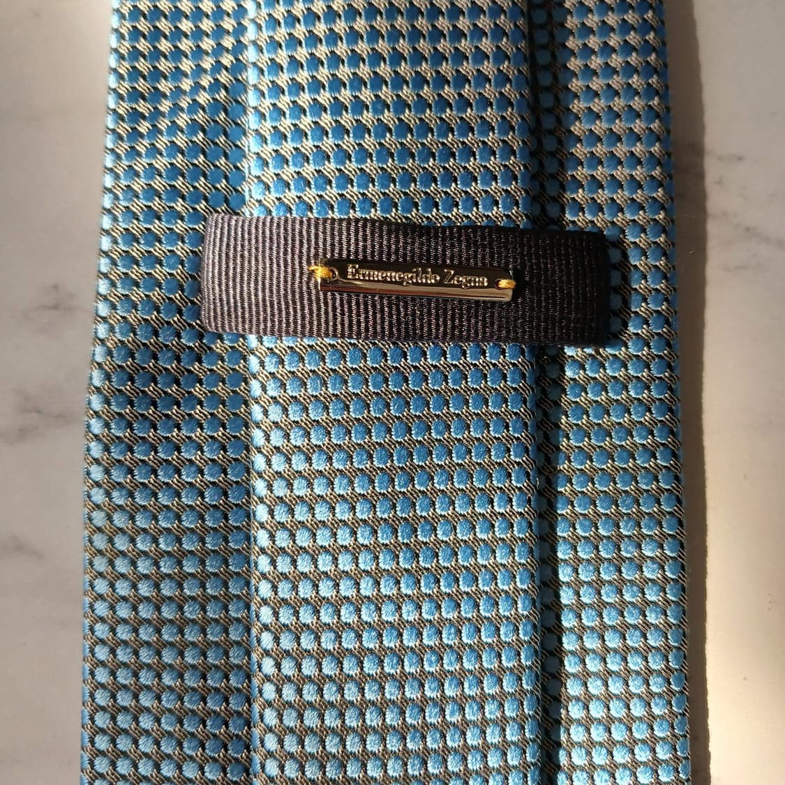 에르메네질도 제냐 블루 자카드 패턴 넥타이 9cm S~A+등급 E895 상품이미지6