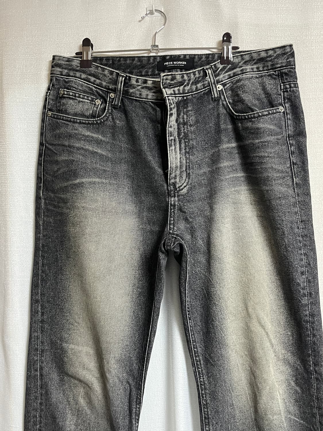 피스워커 흑청 워싱 세미와이드 데님팬츠 34 상품이미지3
