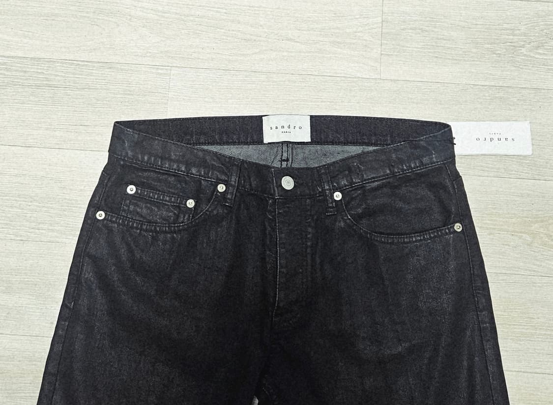 산드로  코팅 블랙  면바지 32새거 상품이미지3