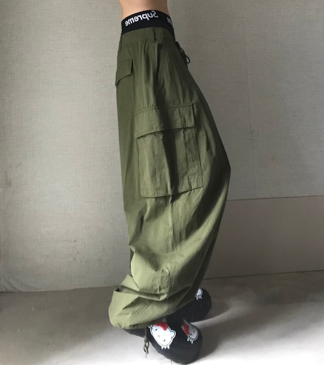 와이드벌룬핏 카키 카고팬츠 상품이미지2