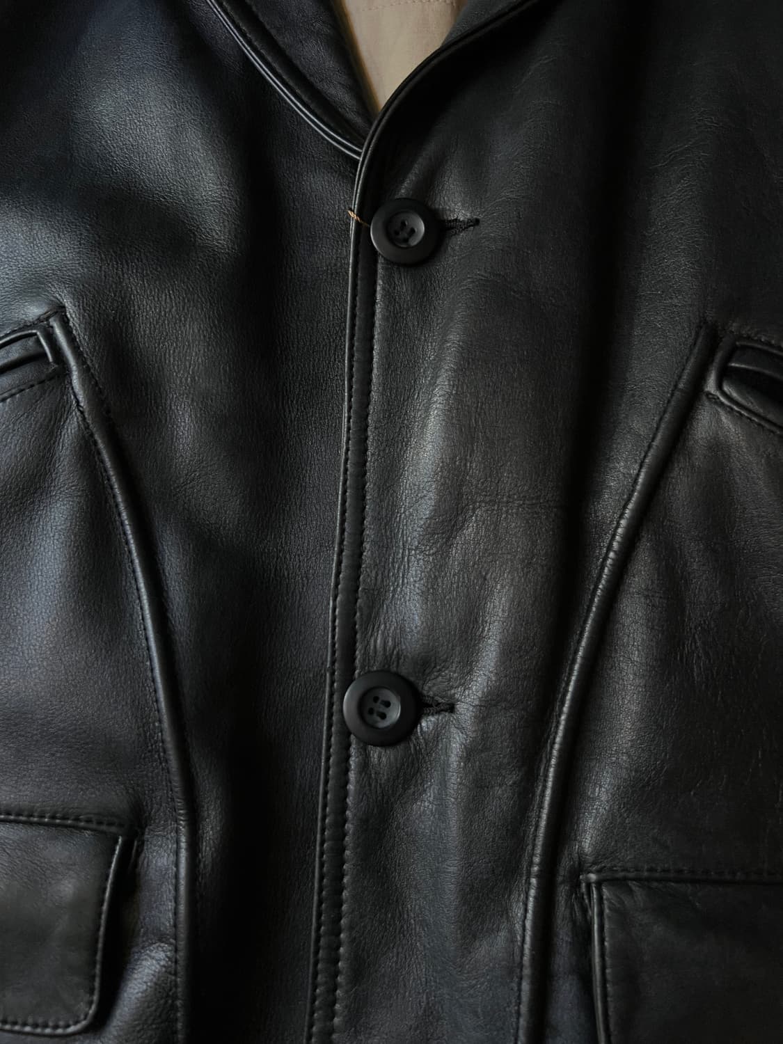 [L]90's USA 빈티지 한국제조 리얼레더 블레이저 자켓 상품이미지3