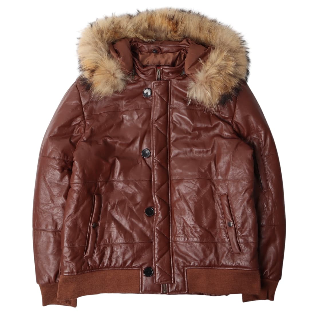 Runnerup 리얼레더 후디 퍼 패딩 상품이미지1