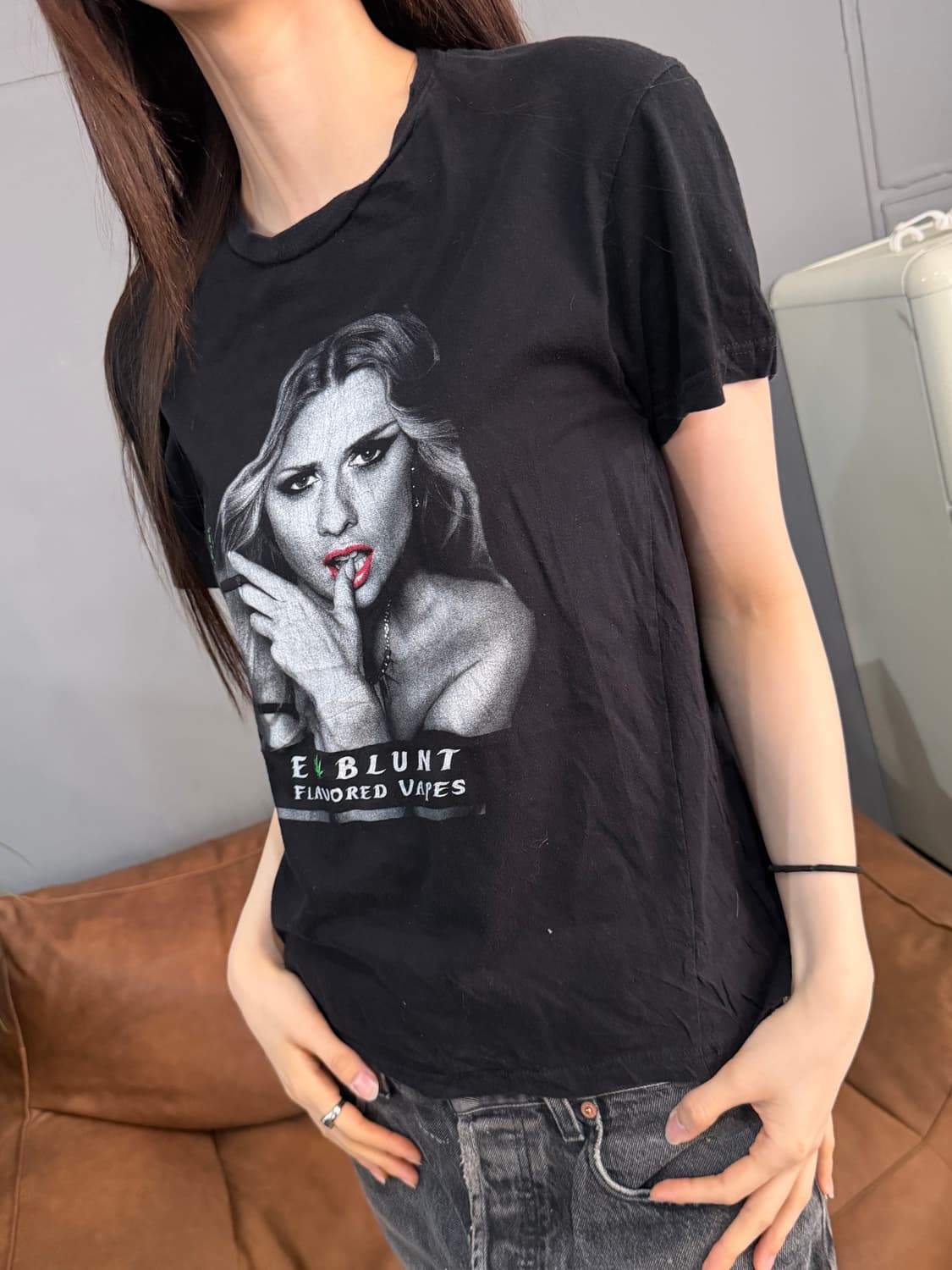 00’s 빈티지 블랙 이블런트 그래픽 프린팅 반팔티 상품이미지3