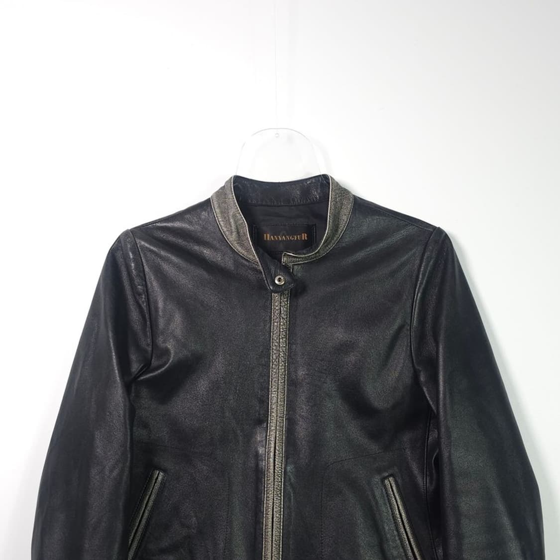 HANYANGFUR 배색 스탠칼라 램스킨 가죽자켓 상품이미지3