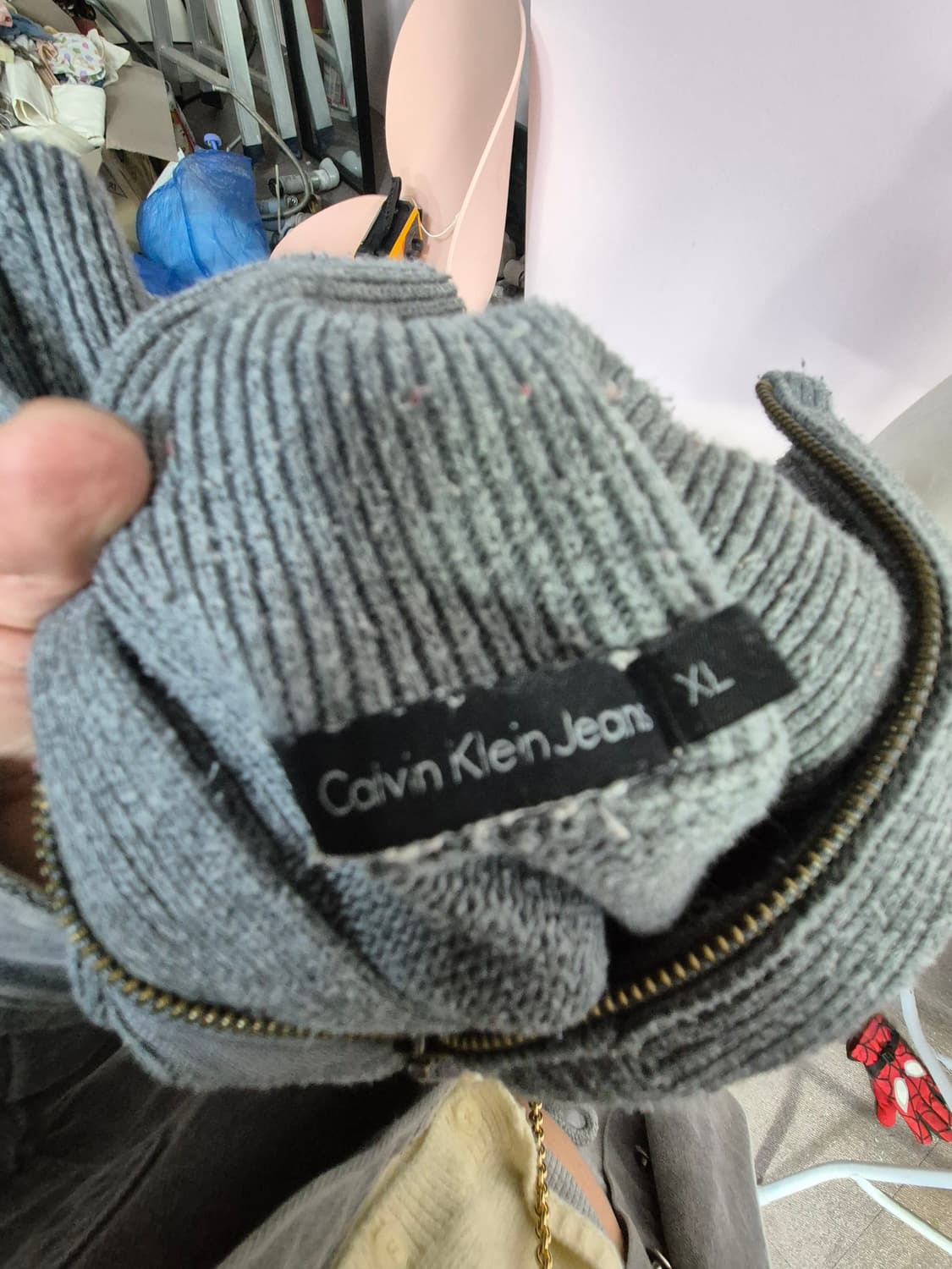 캘빈클라인 지퍼넥 니트 스웨터 그레이 상품이미지3