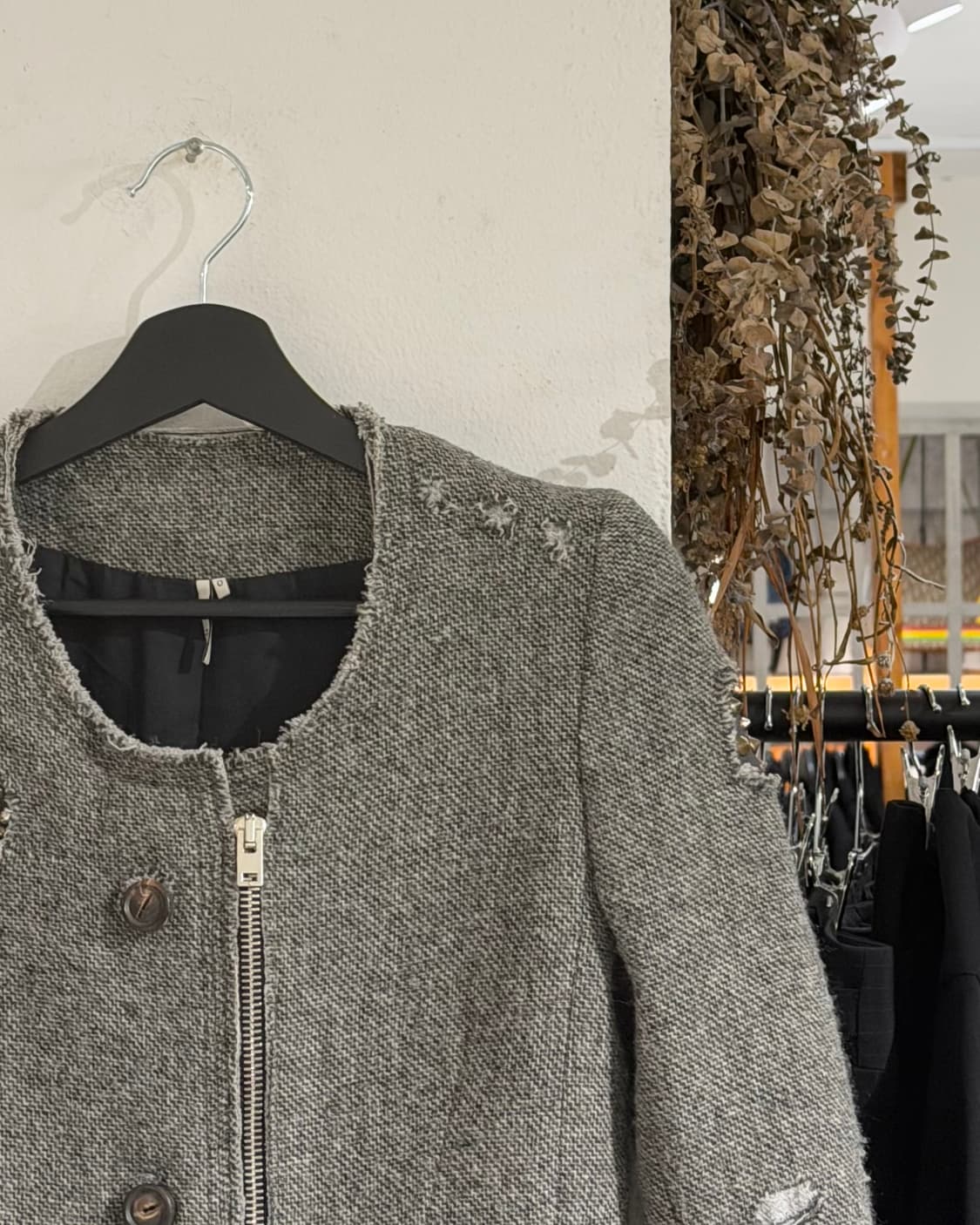 이로 그레이 트위드 오픈 프론트 자켓 상품이미지3