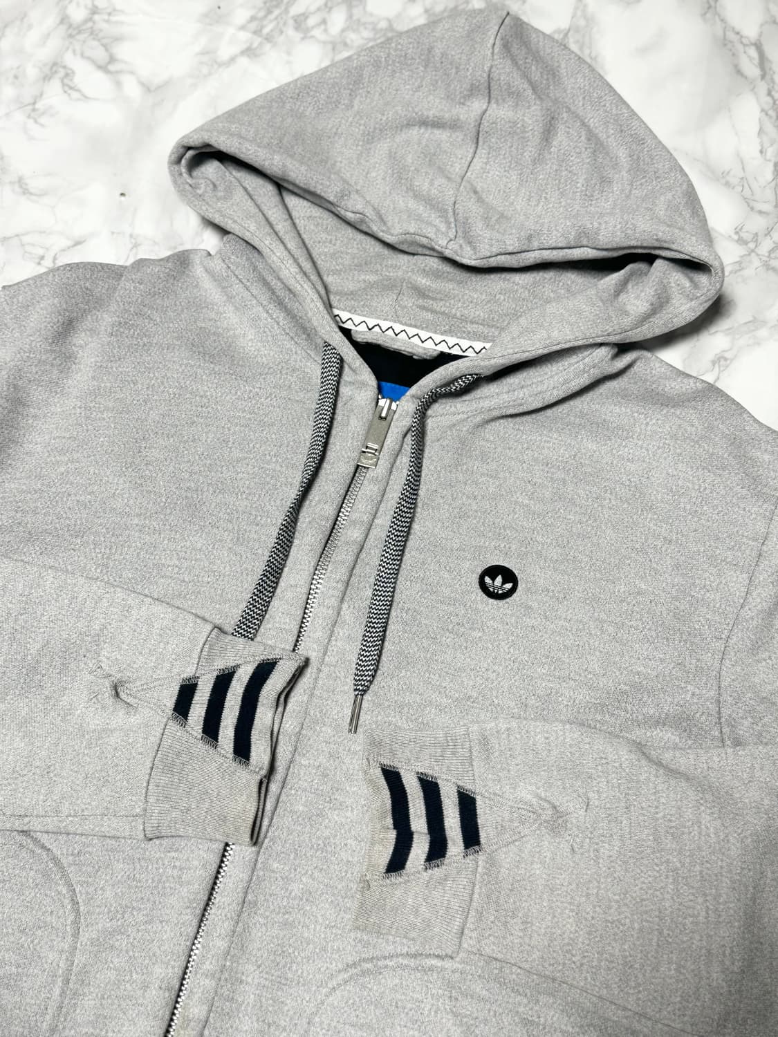 아디다스 삼선 라이트그레이 후드집업 자켓 상품이미지1