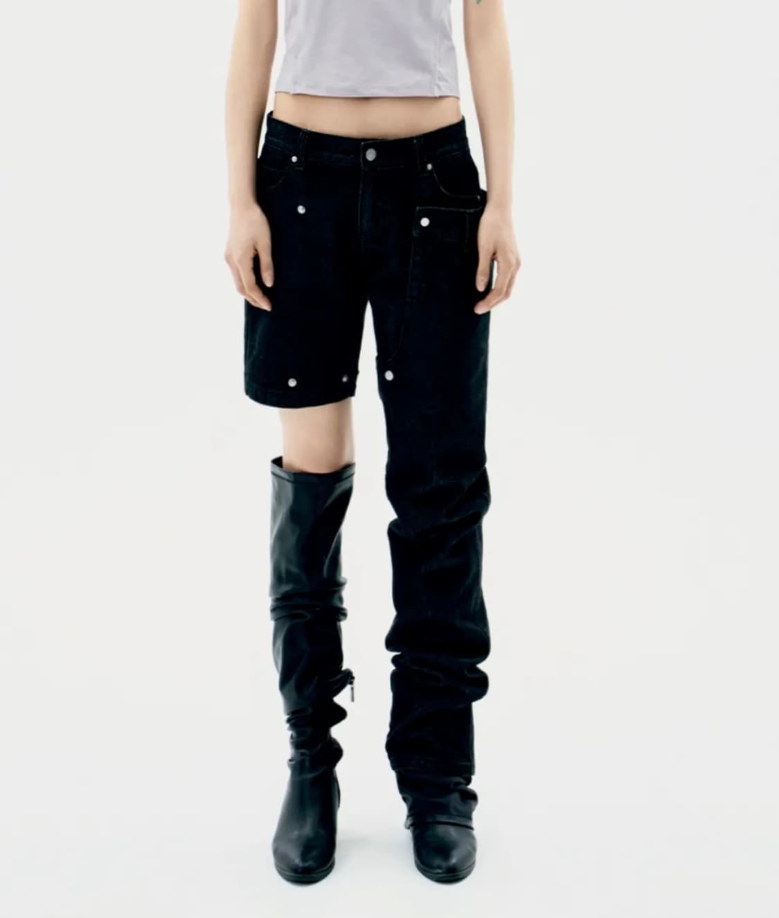 Detachable Button Denim Pants / Black 상품이미지2