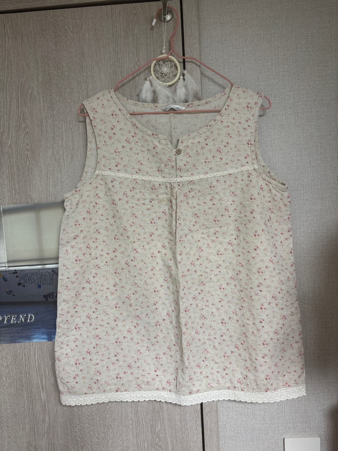 카라하나 빈티지 모리걸 베이지 잔꽃 슬리브리스 나시 상품이미지1