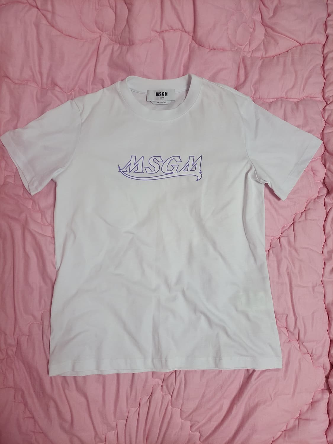 정품)급처잠깐한번입음!MSGM 바이올렛로고 반팔 면티셔츠 꼼데가르송st 상품이미지1