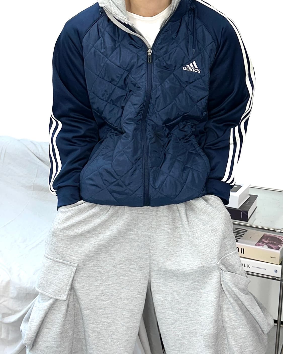 아디다스 네이비 누빔 트랙탑 져지 110 상품이미지1