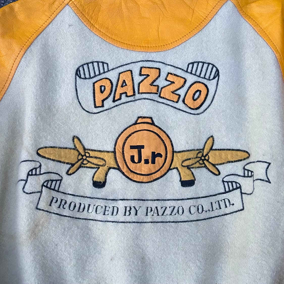 80s PAZZO 일본빈티지 가죽 자수 올드스쿨 바시티 스타디움 자켓 L 상품이미지2