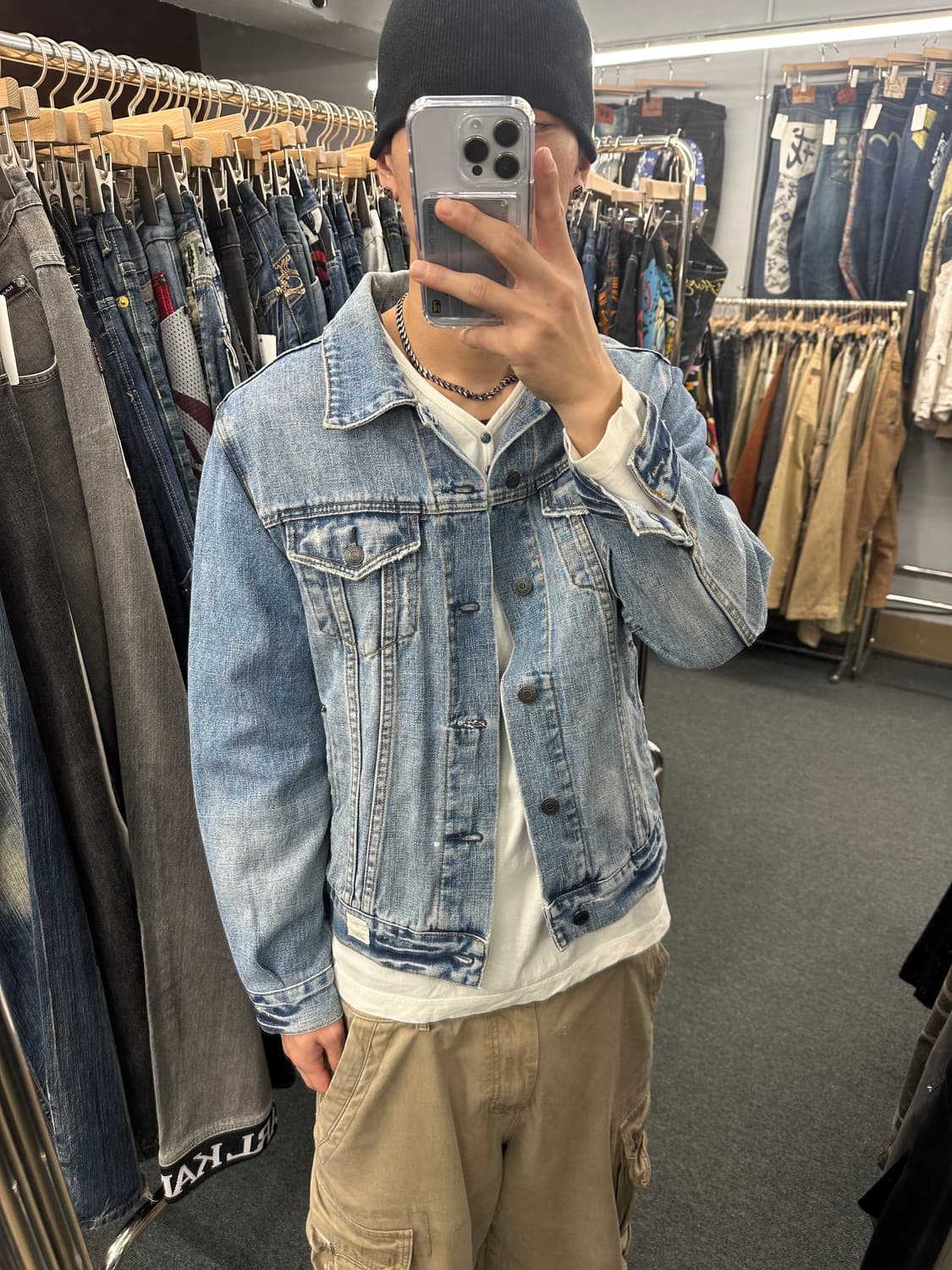 L) 아베크롬비 빈티지 크롭 데님자켓 연청 상품이미지1