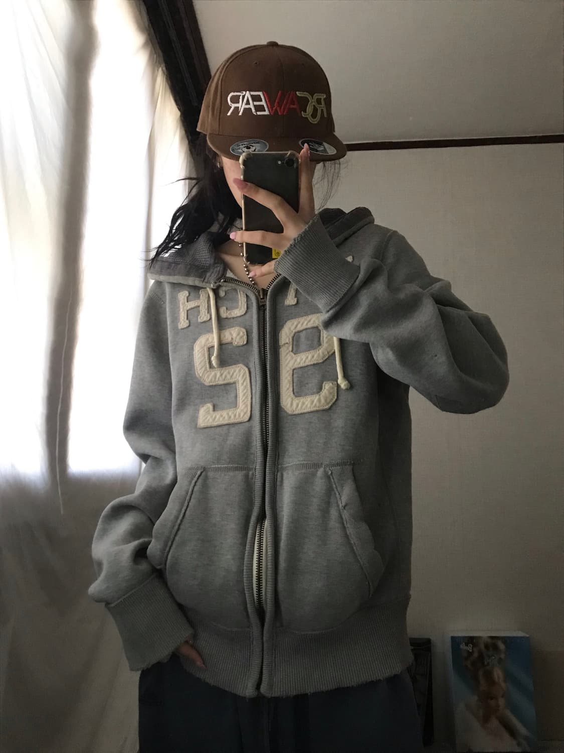 아베크롬비 그레이 빅로고 후드집업 상품이미지2