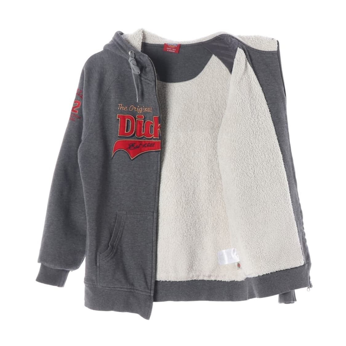 디키즈 로고 패치 보아털 안감 차콜 후드집업 S-M 상품이미지2
