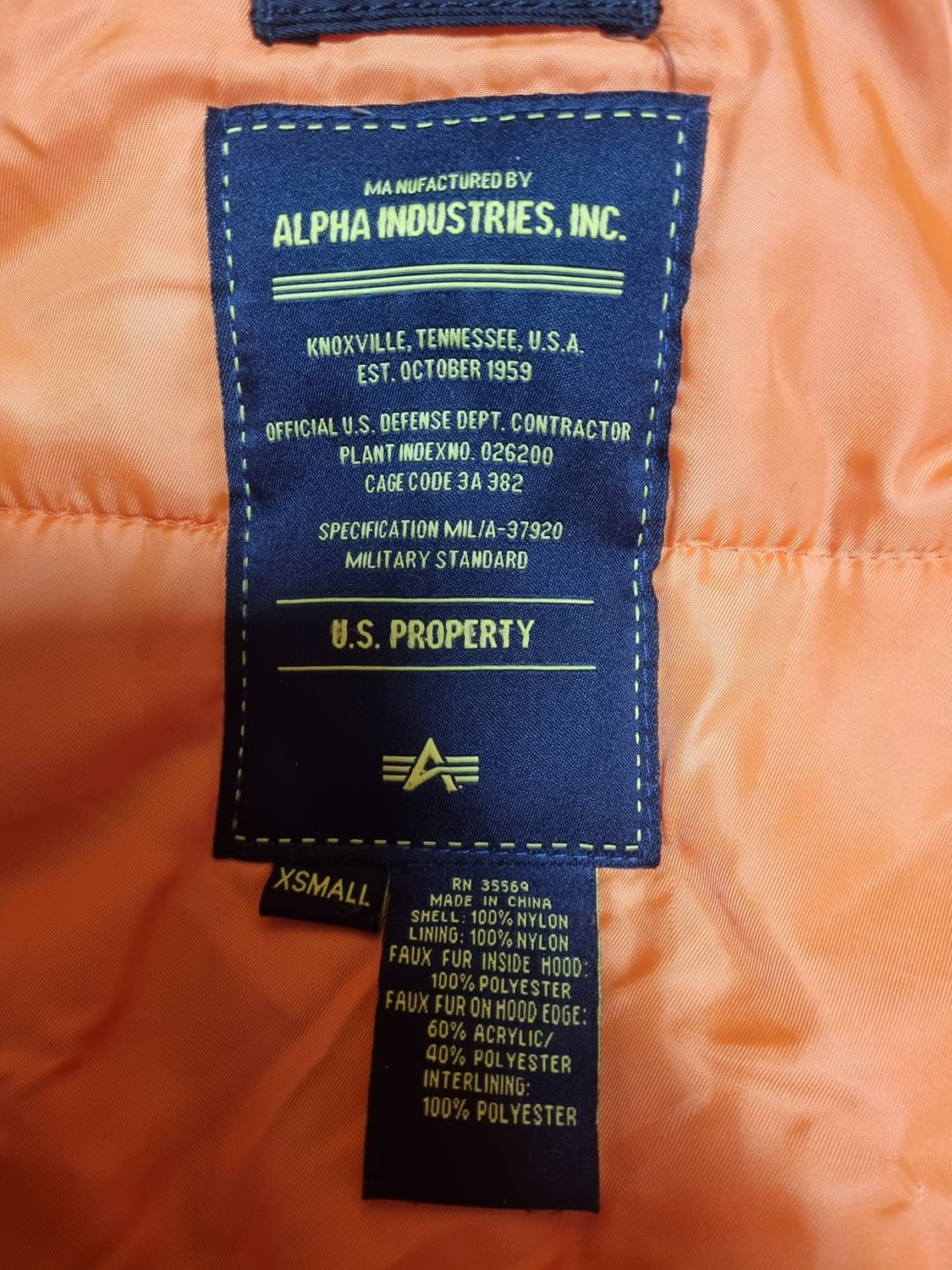 (정품)알파인더스트리 n3b 파카 xs(m) 상품이미지3