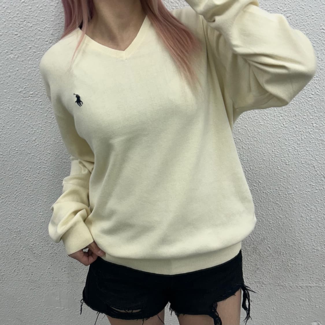 폴로 랄프로렌 네이비포니 아이보리 꽈배기 니트 L 상품이미지1