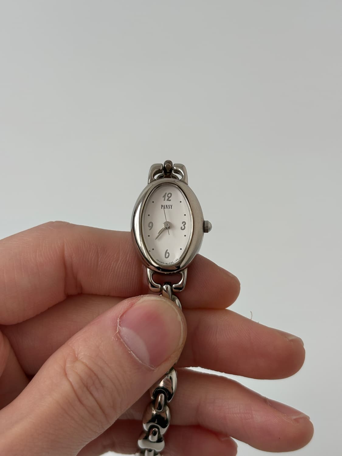 리코 1990년대 Pansy 실버 오벌 브레이슬릿 쿼츠 여성 상품이미지2