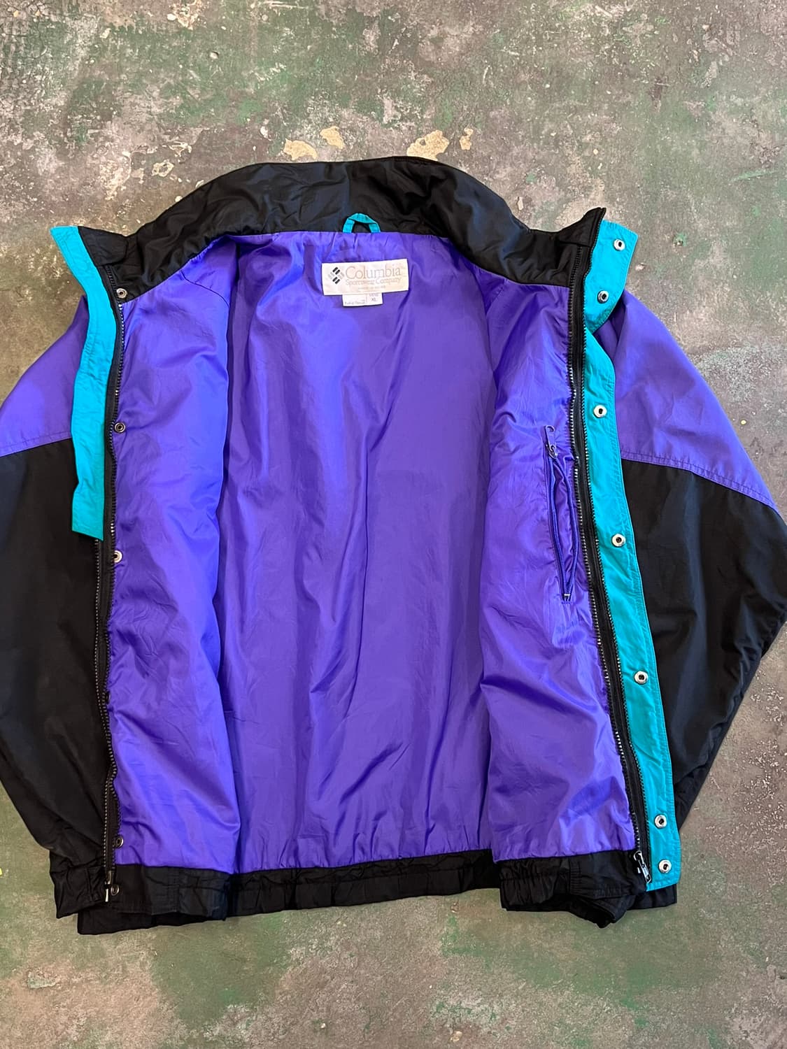 90's [XL] 올드 콜롬비아 컬러블록 바람막이 나일론 쉘 빈티지 자켓 상품이미지6
