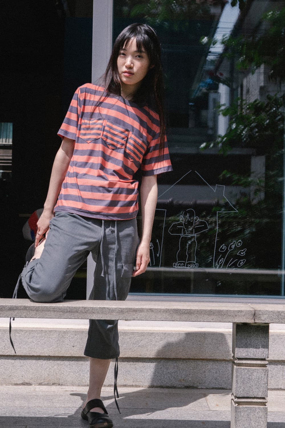 해칭룸 Triple Pocket Tee Stripe Orange 상품이미지2
