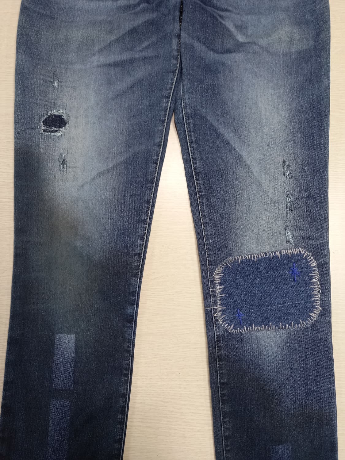 25 DIESEL 데미지워싱 스판 슬림일자 리페어진 25-298 상품이미지10