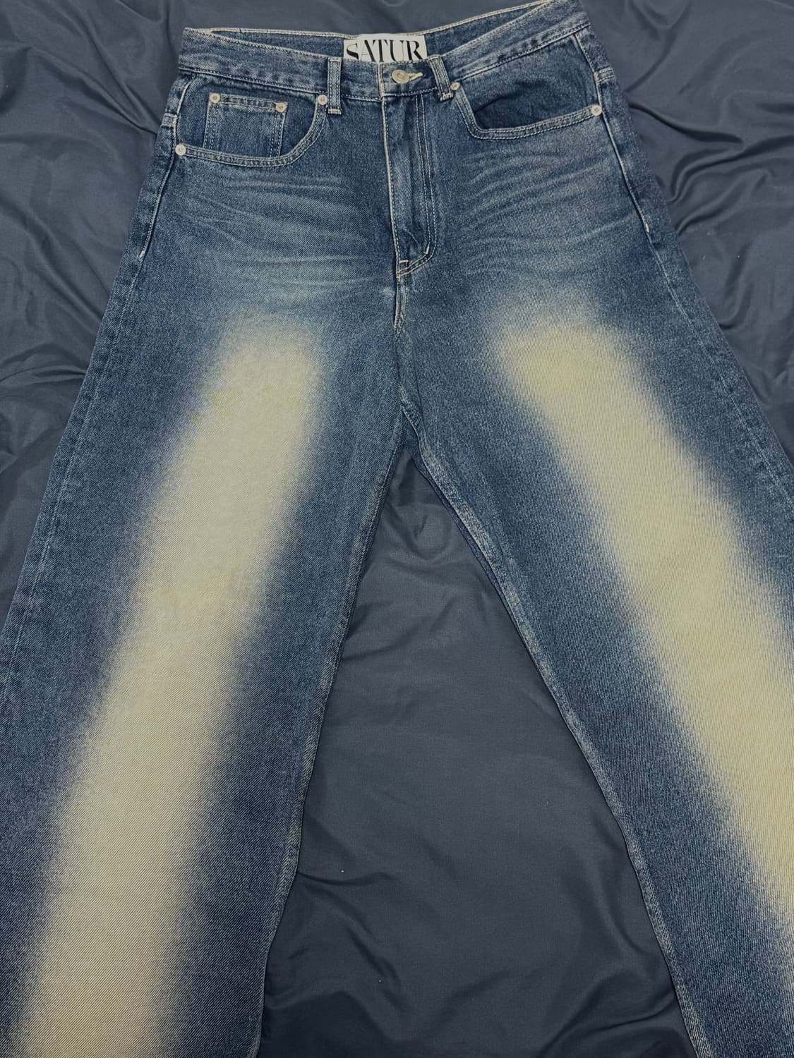 [세터/SATUR] 브루클린 뉴트로 와이드 워시드 데님팬츠 레트로블루 S 상품이미지4