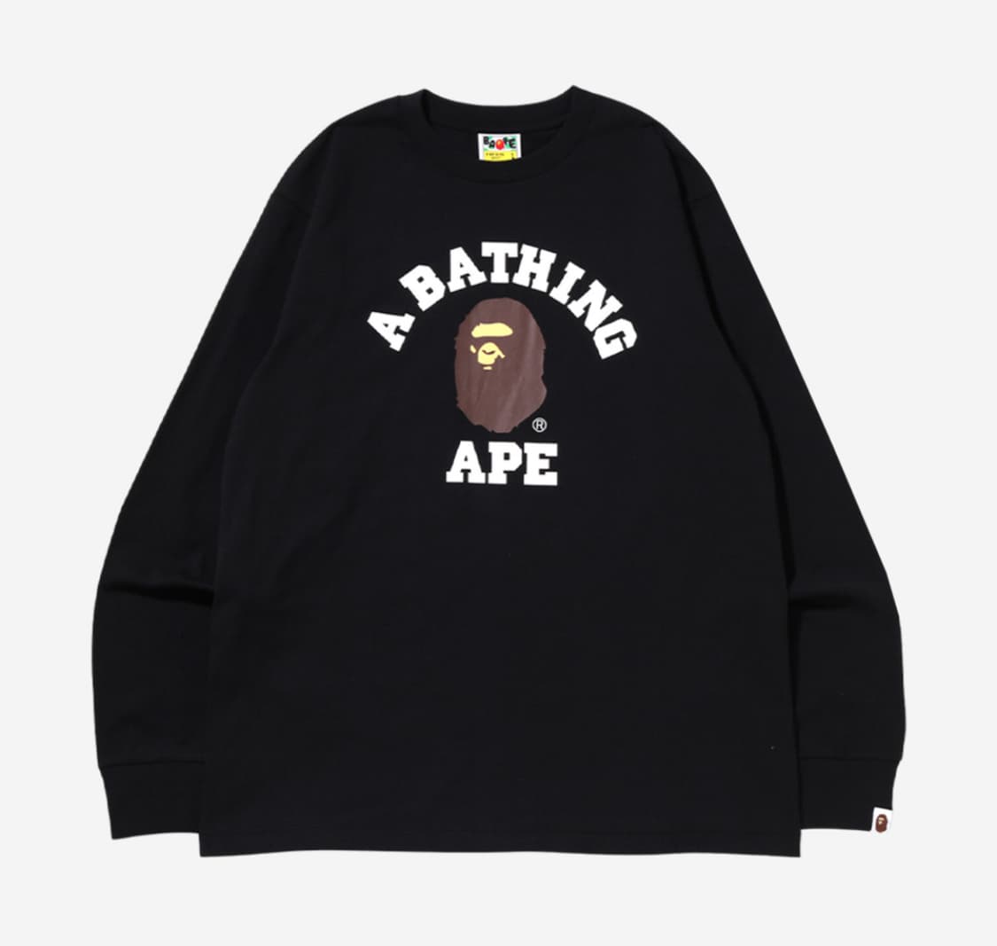 BAPE College L/S T-Shirt Black 상품이미지2