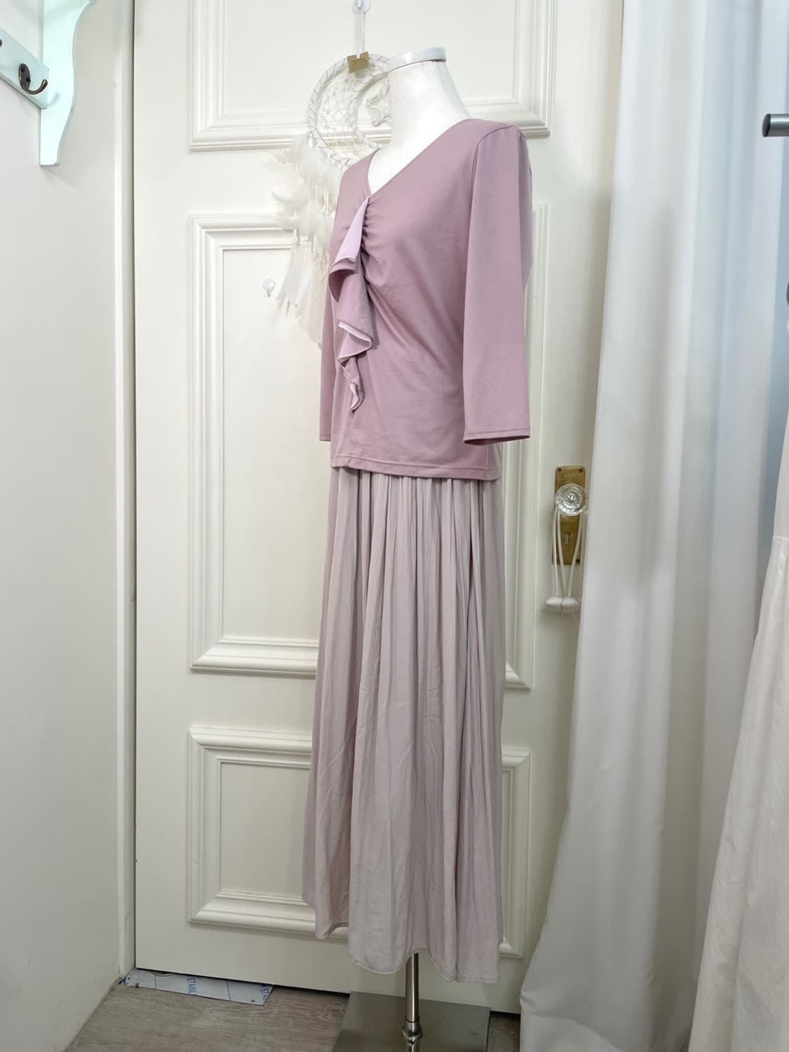 lavender ruffle point shirring tencel to 상품이미지3