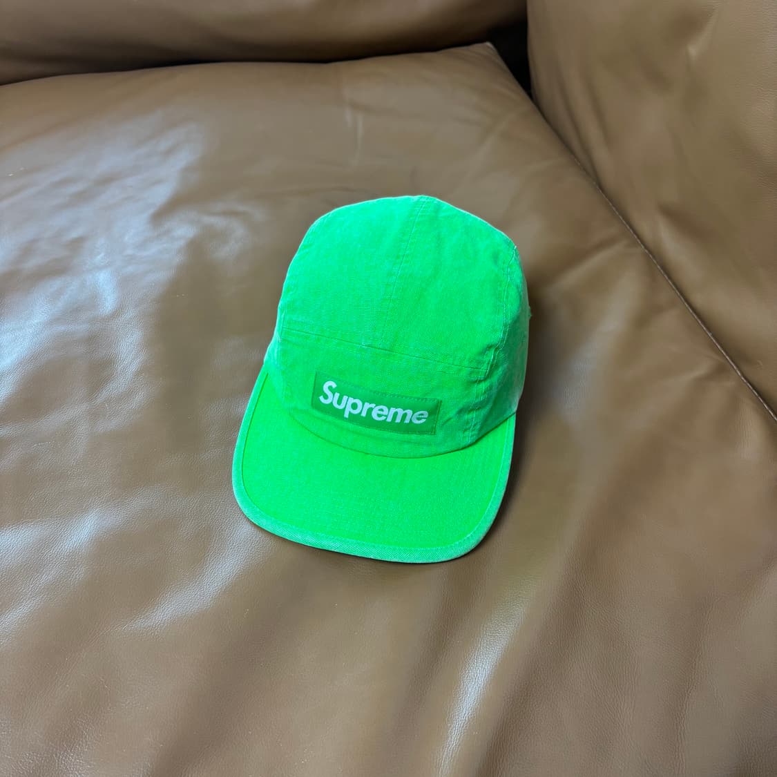 슈프림 캠프캡 모자 박스로고 워시드 캔버스 그린 상품이미지1