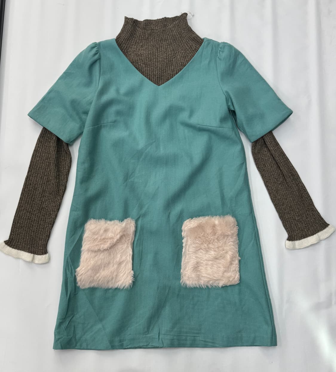 🧼하구미의 러블리 퍼 포인트 코디세트🧼 레이어드 원피스 그런지 민트 상품이미지2