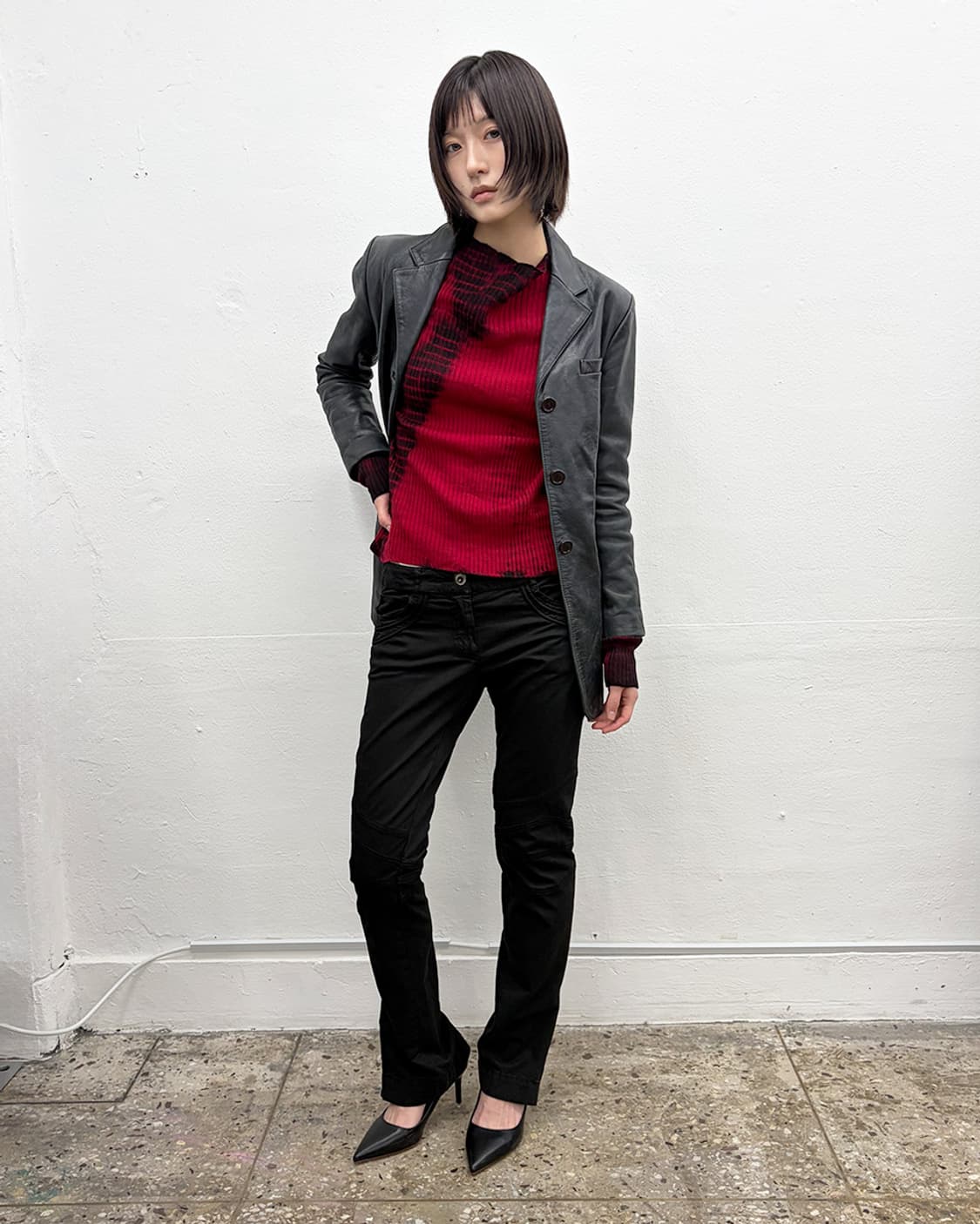 빈티지 카우 레더 블레이저 상품이미지7