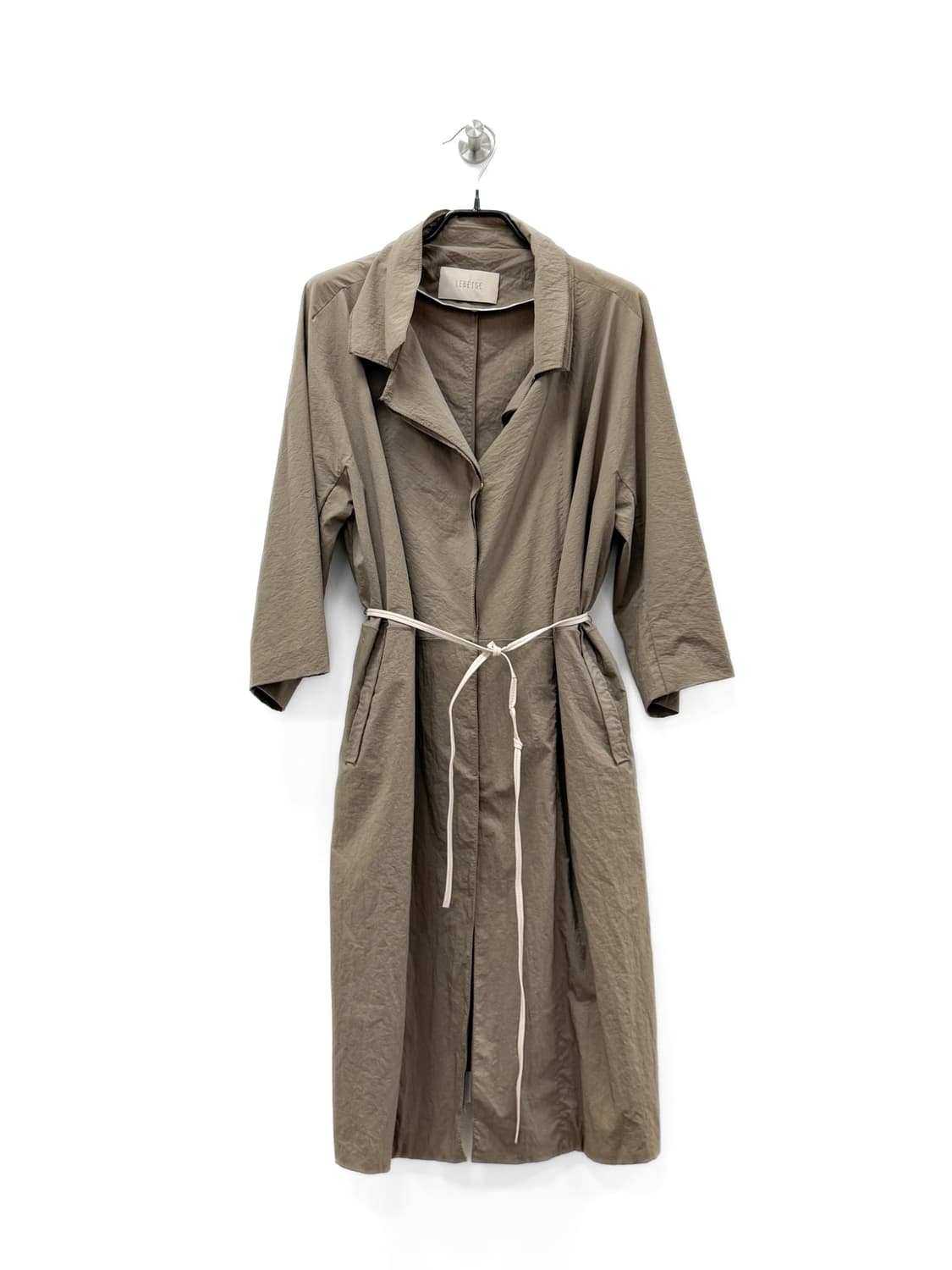 르베이지 라이트 카키 벨티드 롱 트렌치 코트 상품이미지2