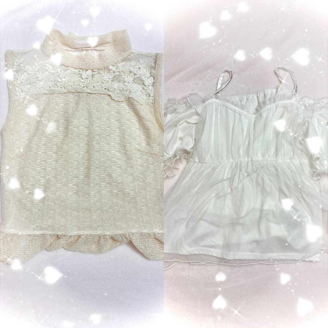 리즈리사 앙크루즈 리본 레이스 탑 세트 히메갸루 라떼갸루 스나계 상품이미지1