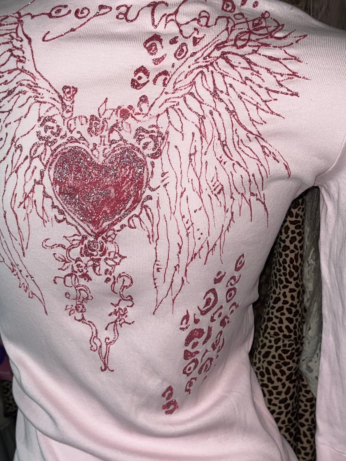 y2k 갸루 천사 글리터 커스텀 핑크탑 상품이미지5