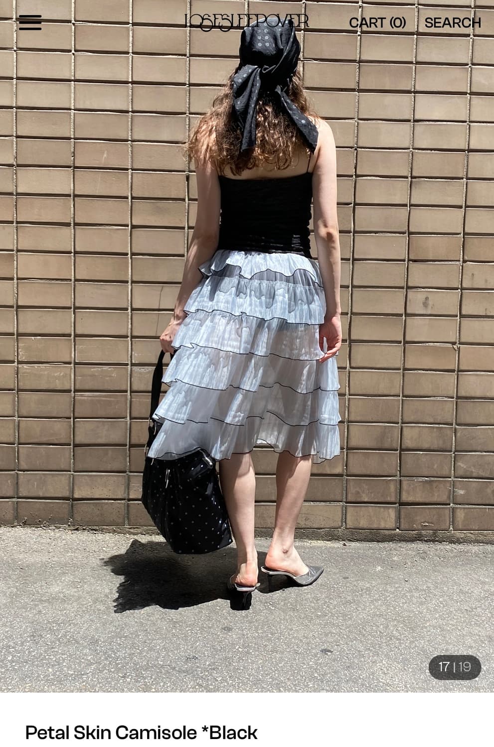 루즈슬립오버) Petal Skin Camisole BK M 상품이미지2