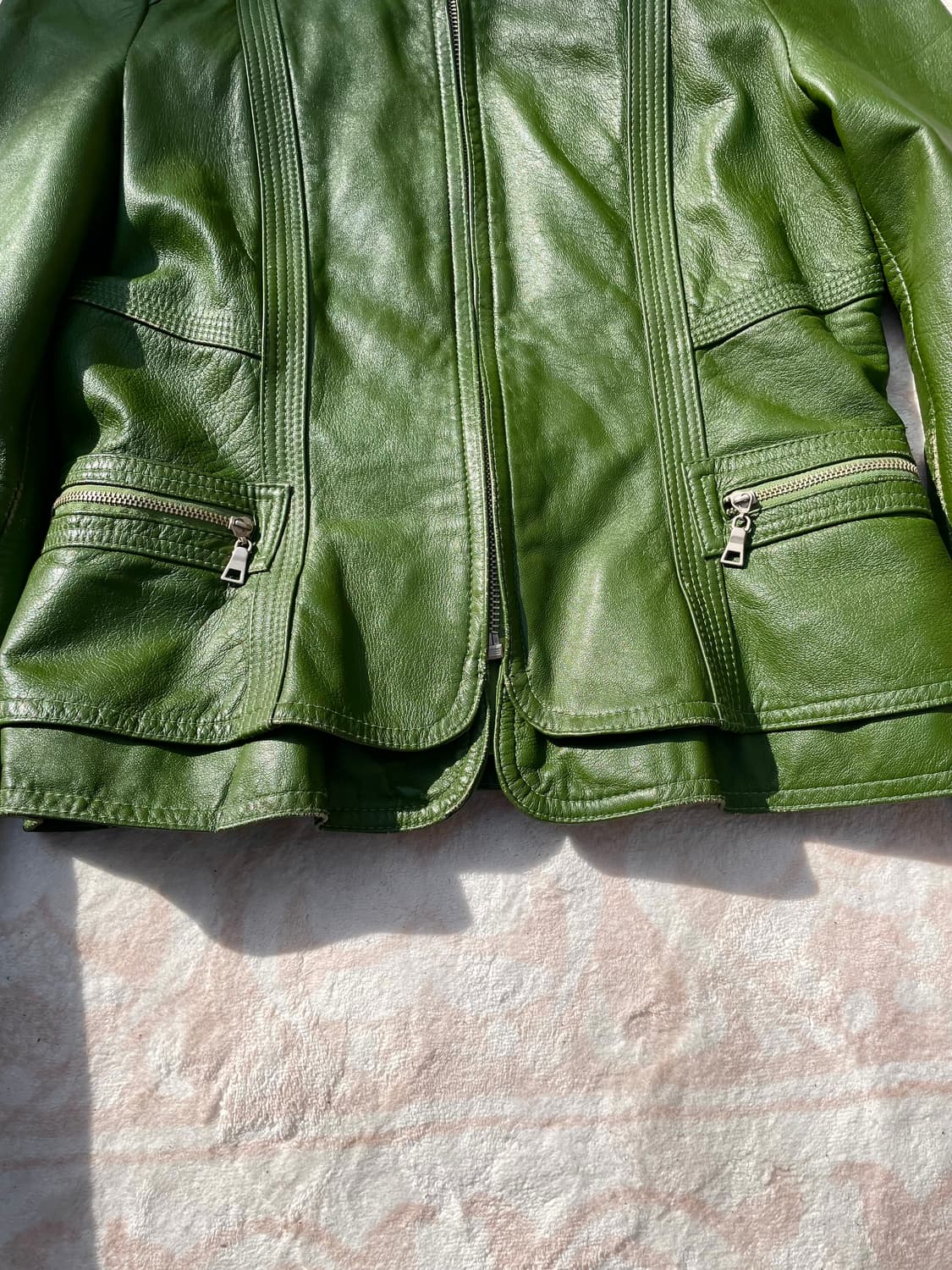 Italian Green Leather Rider Jacket  상품이미지3