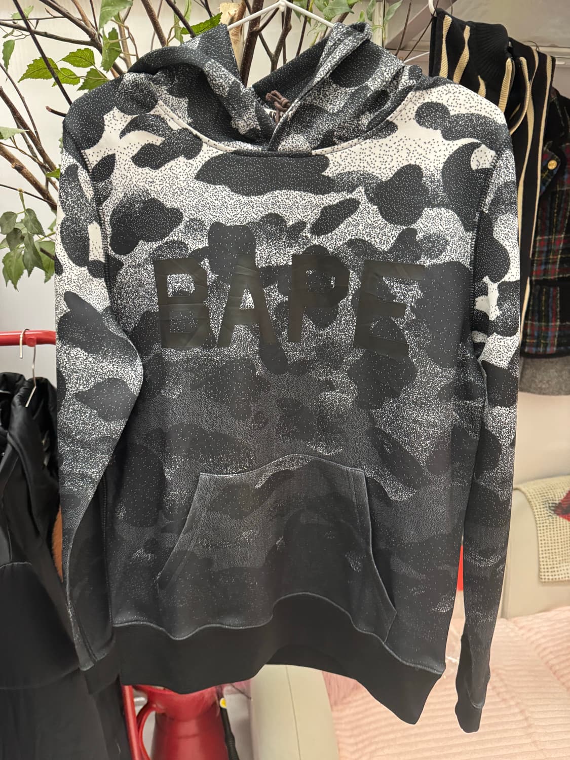 BAPE 베이프 블랙 그레이 카모 로고 후디 상품이미지3
